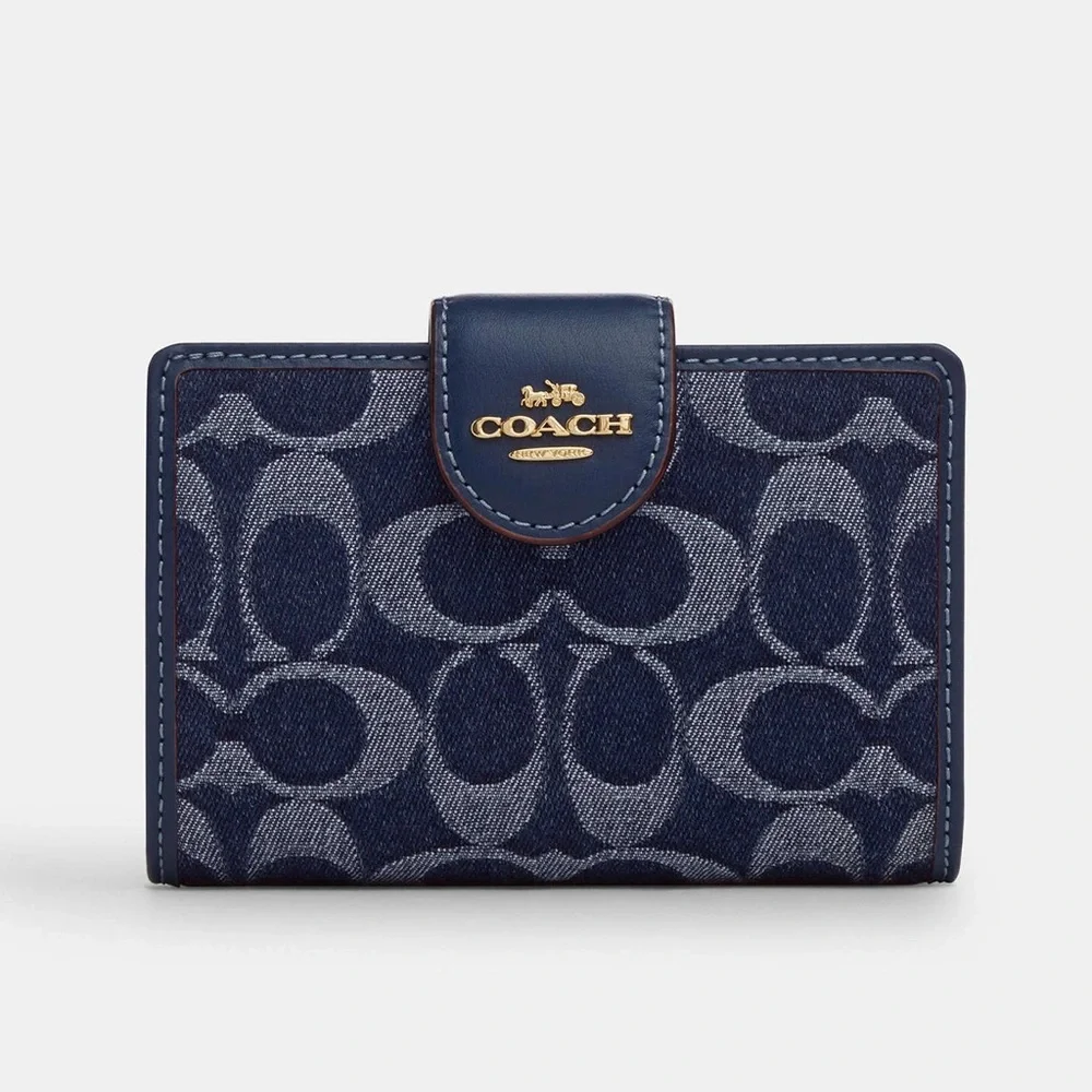 Coach CZ344 Medium Corner Zip Wallet In Signature Denim
